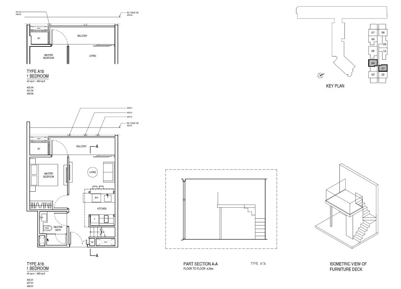 Up @ Robertson Quay 1 Bedroom Floor Plan 3
