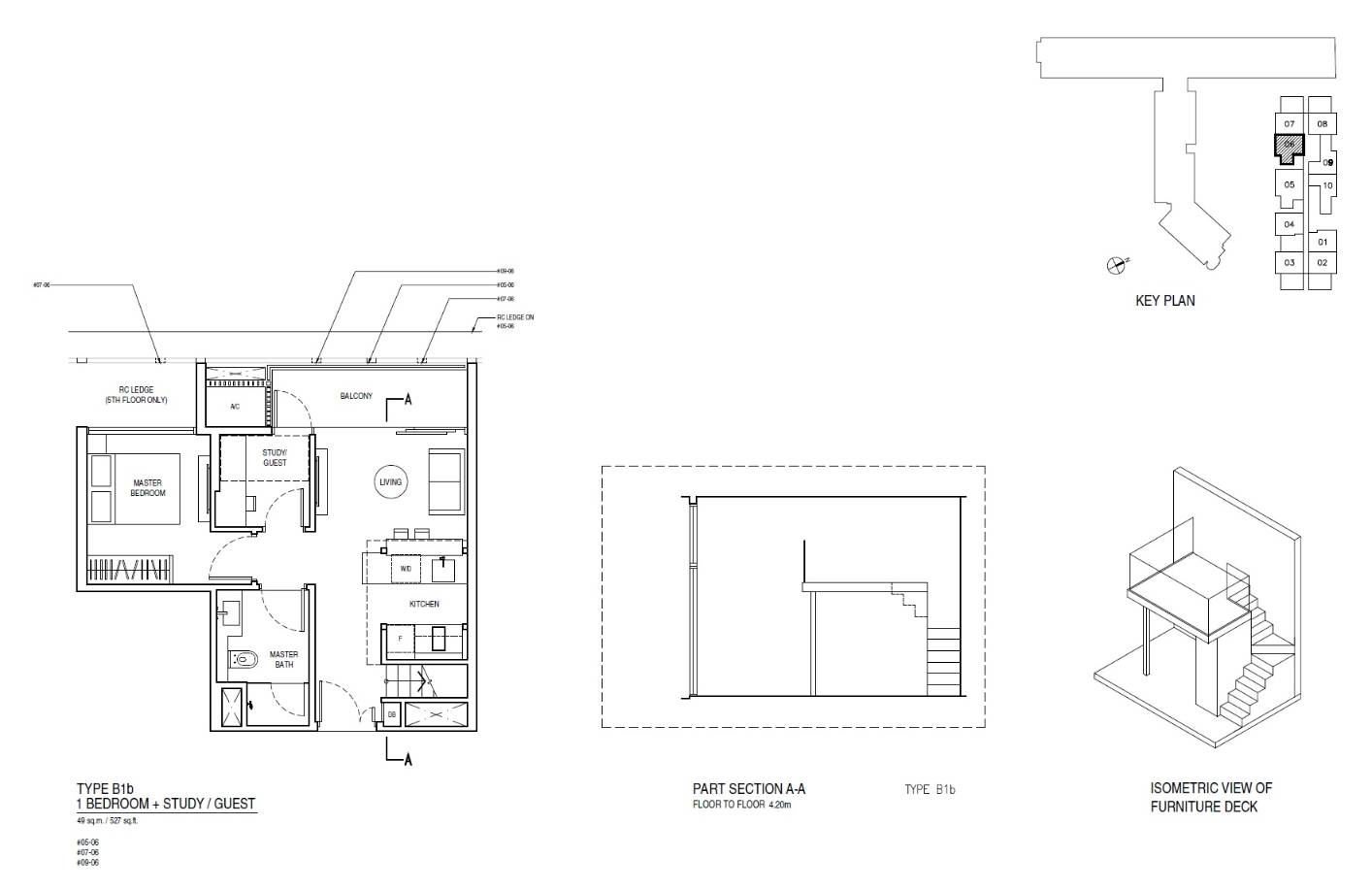 Up @ Robertson Quay 1 Bedroom Floor Plan 7